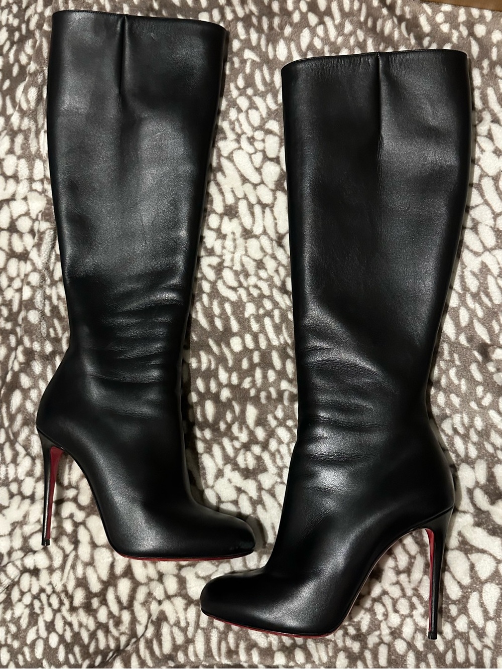 Christian Louboutin Black Knee-High Leather Heeled Boots